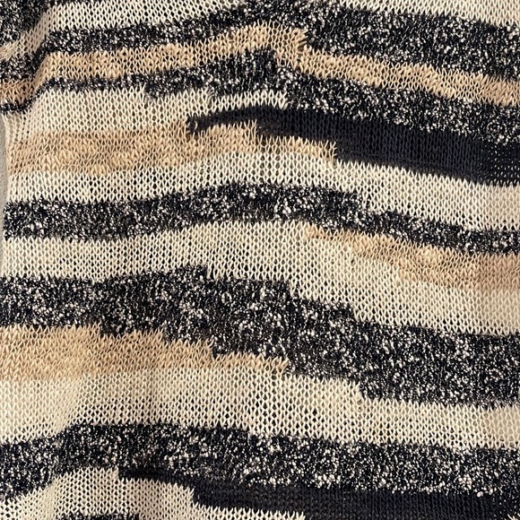 Lucky Brand striped cap sleeve open knit sweater, Sz M - Picture 5 of 14